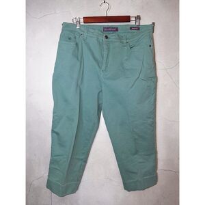 Gloria Vanderbilt Amanda Capris Size 16 Green High Rise Stretch Crop Pants